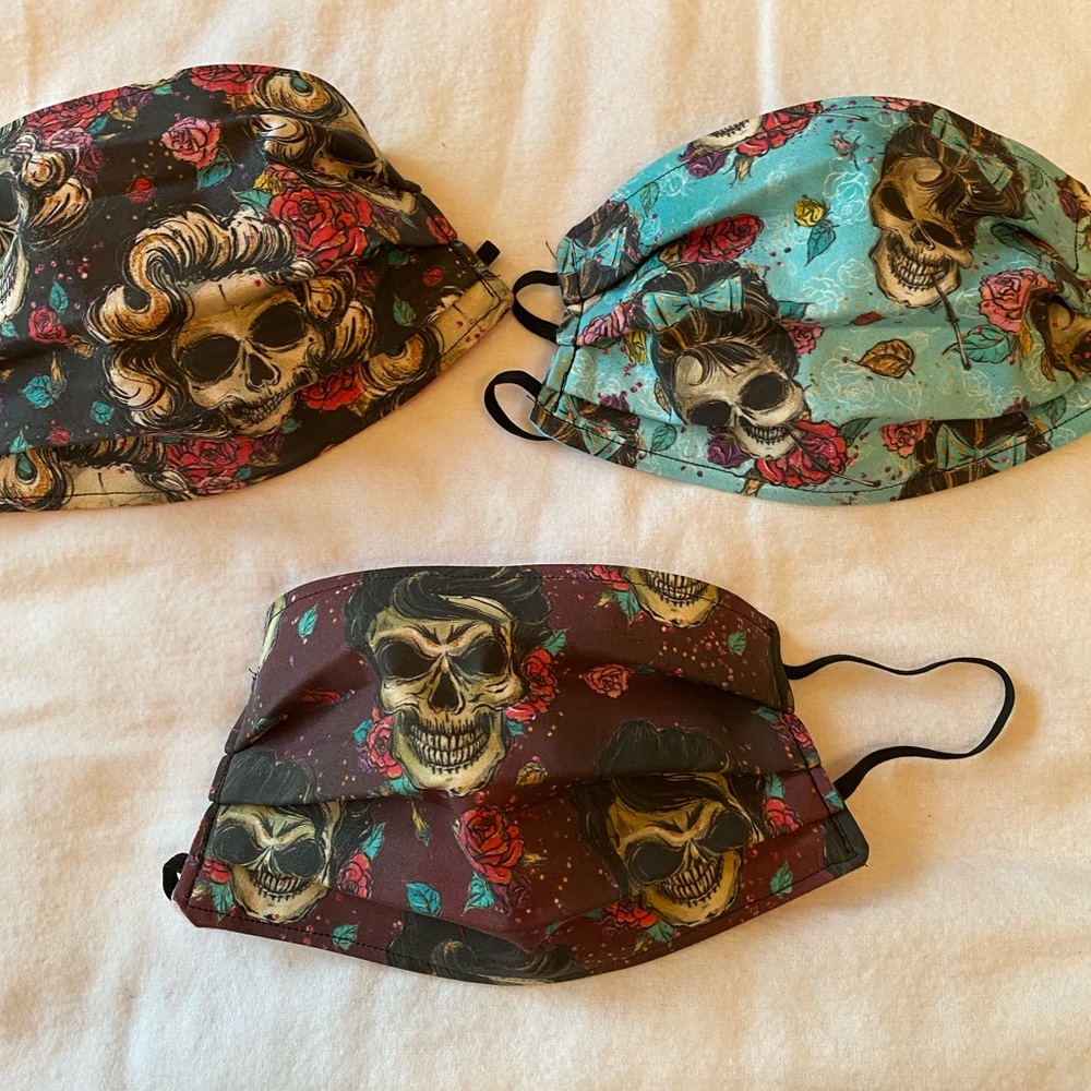 Sugar skull Hollywood trio! 100% cotton masks.